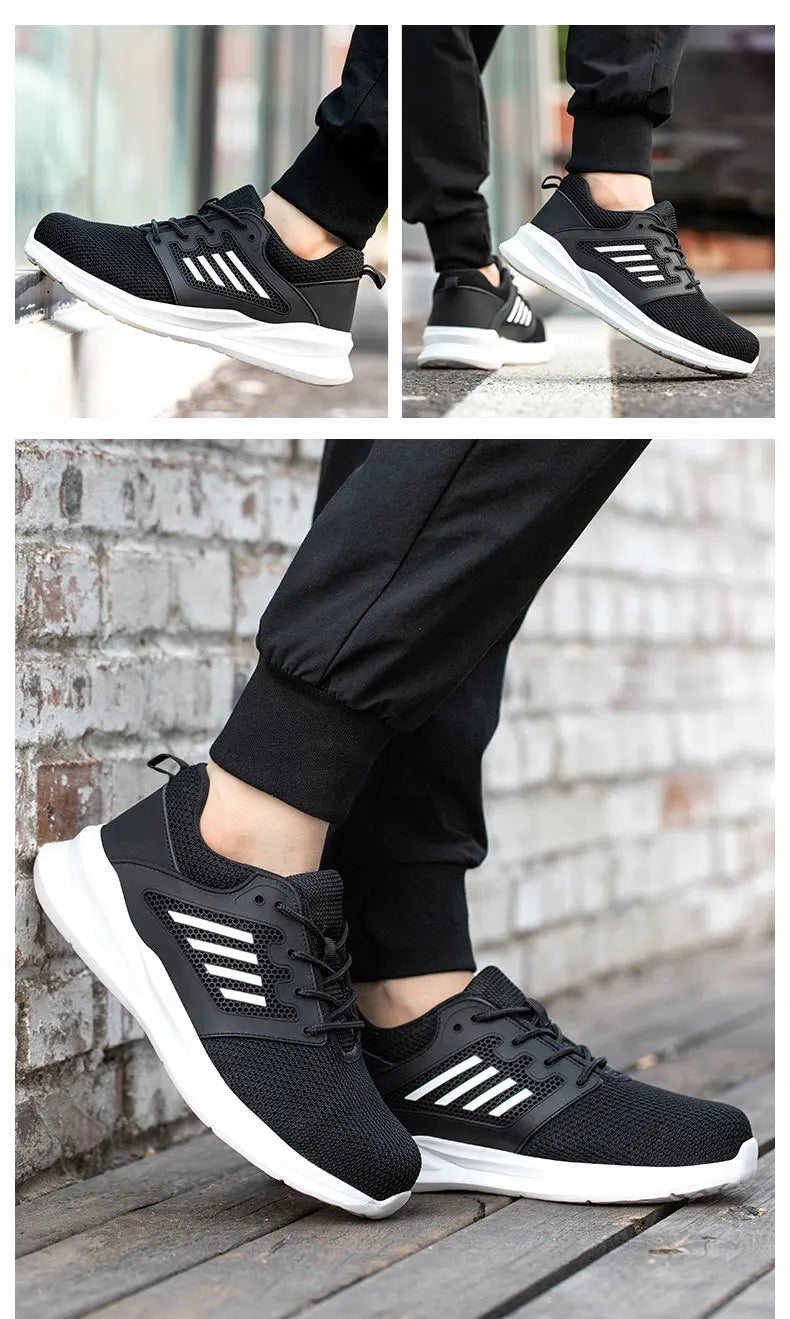 Men Work Sneakers Steel Toe Shoes light Breathable Safety Shoes Puncture-Proof Boots Fashion Indestructible Footwear Security