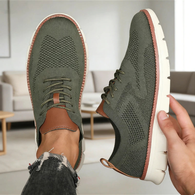Sports Casual Shoes for Men Breathable Knit Retro Style Lightweight Soft Sole Comfortable Mesh Loafers Business Casual Sneakers