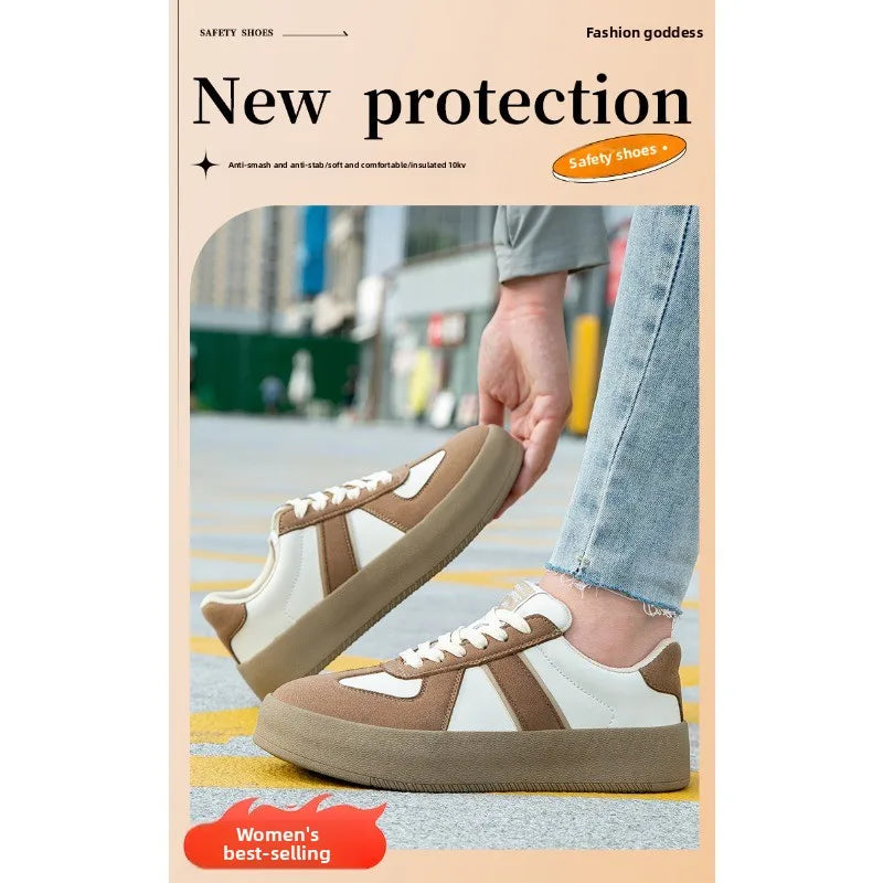 Women's Safety Shoes with Steel Toe  Anti Smashing and Anti Piercing  Lightweight and Soft Sole  Fashionable and Breathable