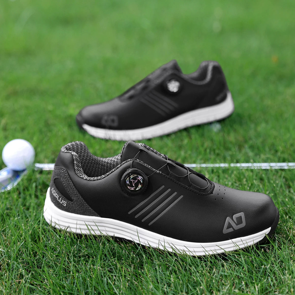 Men's Golf Shoes, New Style, Fashionable, Simple, Versatile, Solid Color, Waterproof Upper, Versatile, Stylish, Casual Sports Shoes for Men, Outdoor Youth Fashion, Men's Rotating Buckle Design, Thick Sole, Height-Increasing,