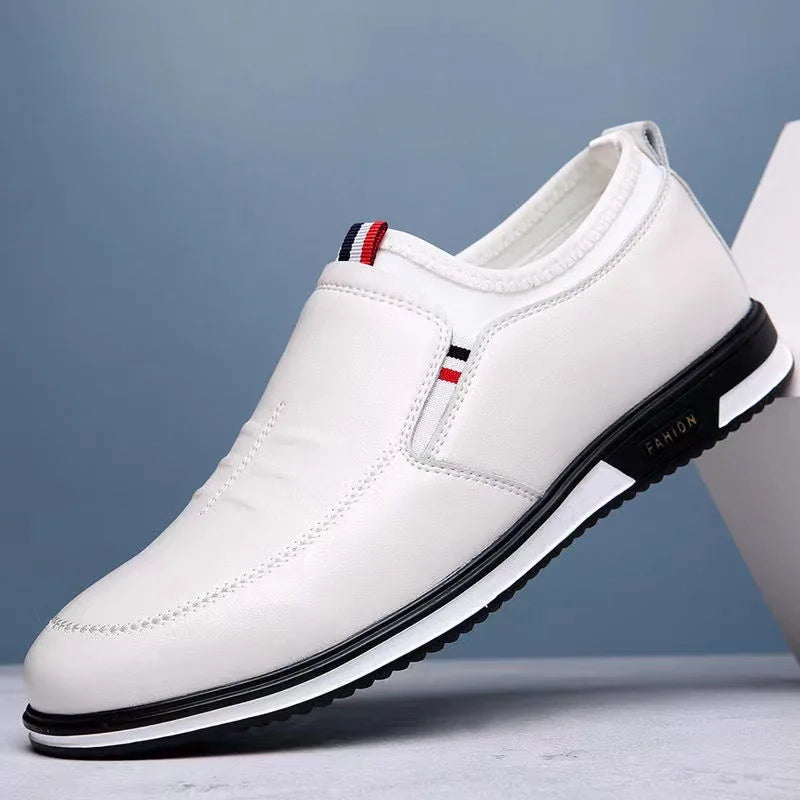 Spring and Autumn Fashion New Casual Versatile Comfortable Men's Flat Shoes White Daily Low Top Sleeve Men's Business Shoes