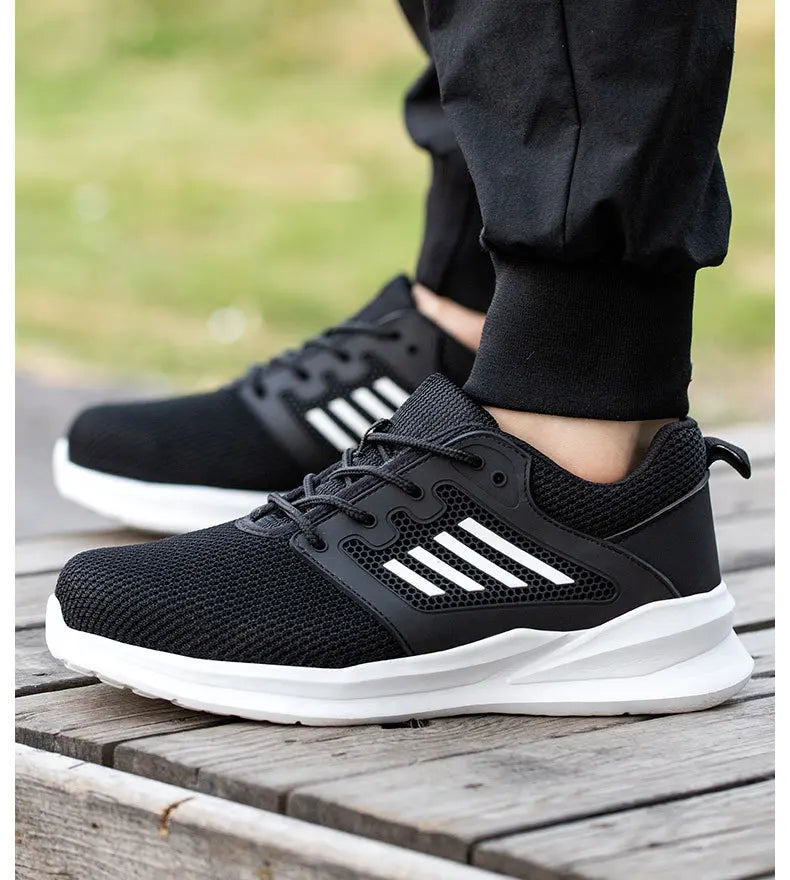 Men Work Sneakers Steel Toe Shoes light Breathable Safety Shoes Puncture-Proof Boots Fashion Indestructible Footwear Security