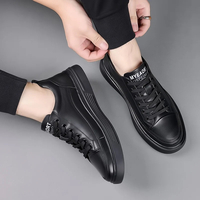High Quality Brand Massage Soles Sports Shoes Men's Genuine Leather Casual Shoes Thick Soles Conference Business Shoes