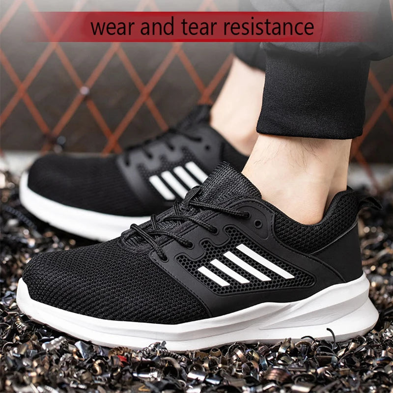 Men Work Sneakers Steel Toe Shoes light Breathable Safety Shoes Puncture-Proof Boots Fashion Indestructible Footwear Security